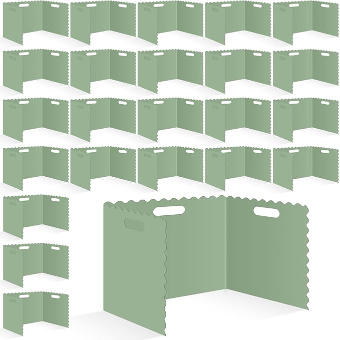 FYSUIMU 24Pcs Student Desk Privacy Boards Sage Green Classroom Desk Divider Shield Privacy Panel Folders Screen Partition for School Teacher Student Test Supplies