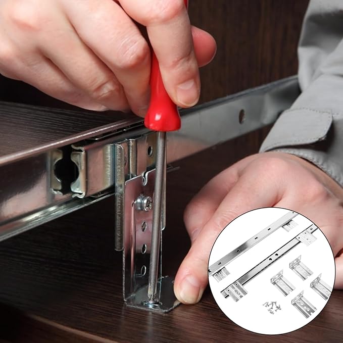 FAVOMOTO Drawer Slides, Underdesk Keyboard Tray Slides Drawer Glides Full Extension Drawer Slides Dresser Glides Keyboard Tray Under Desk Slide for Cabinet Furniture Hardware Accessories