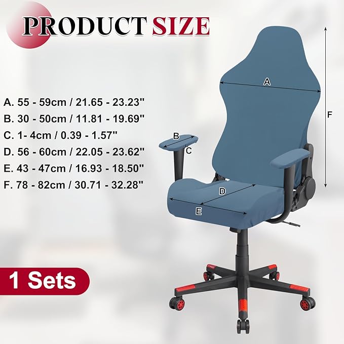 uxcell Gaming Chair Covers, Stretchable Office Computer Chair Slipcover with Armrest Covers, Elastic Seat Protector for Office Reclining Racing Game Chair, Light Gray