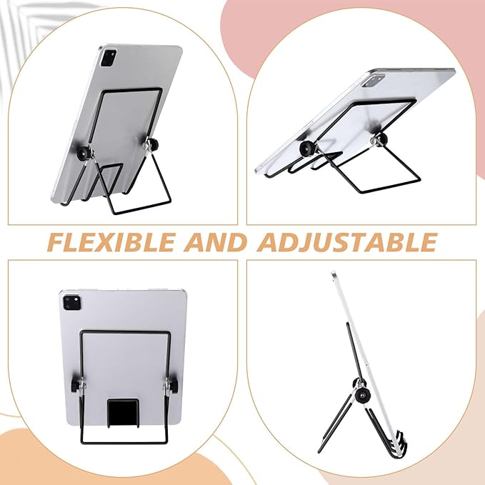 Kenning 24 Pack Adjustable Plate Stands for Display 7.1 Inch Black Metal Foldable Easel Book Display Stands Bulk Decorative Plate Holders for Platter Frame Photo Tabletop Art(Four Corners)