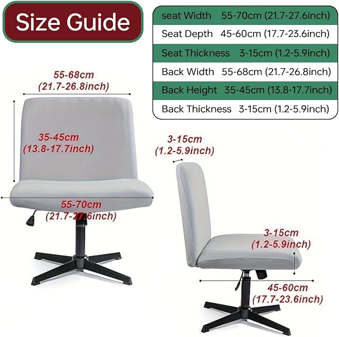 Armless Chair Slipcover Stretch Criss Cross Chair Cover, Mid Back Wide Seat Accent Chair Covers,Modern Vanity Chair Cover for Office Desk (red Fruit)
