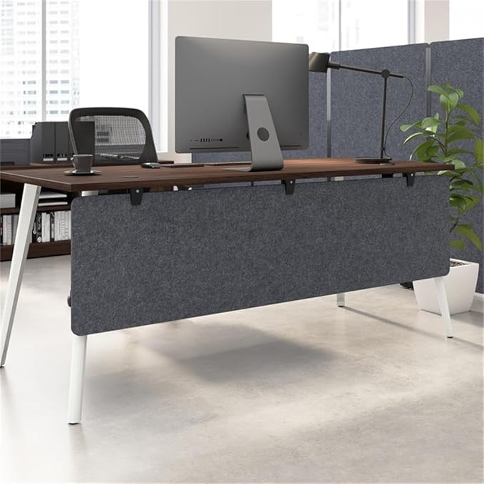 Pemberly Row Modern 70W Desktop Privacy Screen, Cool Charcoal Finish, Acoustic Sound-Dampening Design, Flexible Mounting Options, Visual Barrier for Office Workstations
