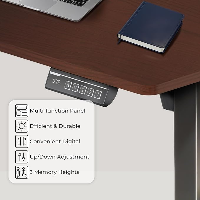NSY Audio Electric Standing Desk 48x24 Inches - Height Adjustable, Whisper Quiet Motor, White Top & Black Frame for Home Office Gaming, Focused Work, White