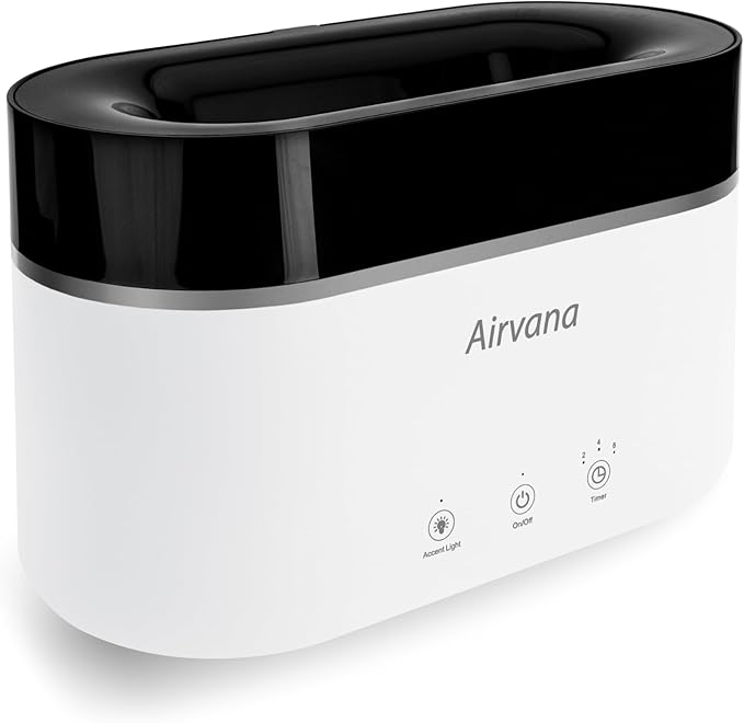 AquaFlame Ultrasonic Humidifier (.75L / .20 Gal) - Vibration Technology Humidifier with Essential Oil Diffuser – Tabletop Design for Personal Use, Dorm Rooms, & Desks - White (.75L / 0.20 Gal)