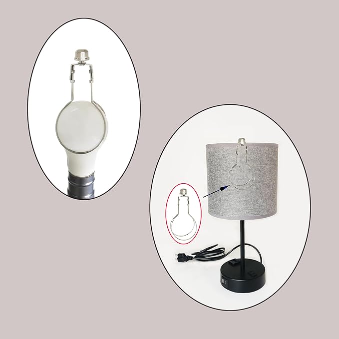GY & CK® Lampshade Adapter Leveller, Light Bulb Clip Adapter .Lamp Shade Holder for Clip On Light Bulbs with Finial Set DIY Lamp Parts (2 PACK) (Nickel)
