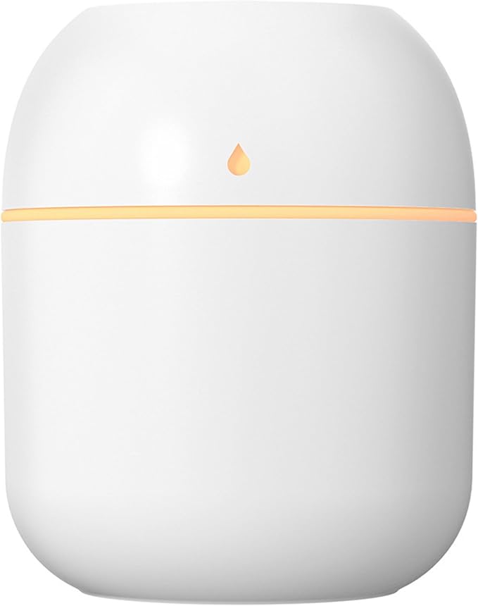 Mini USB Humidifier - Large Capacity, Ultra-Quiet 20dB, 2 Modes (Continuous/Intermittent) with Anti-Dry Burn & Night Light, Nano Mist for Room/Car/Office Desk (<10㎡) (White, 220ml)