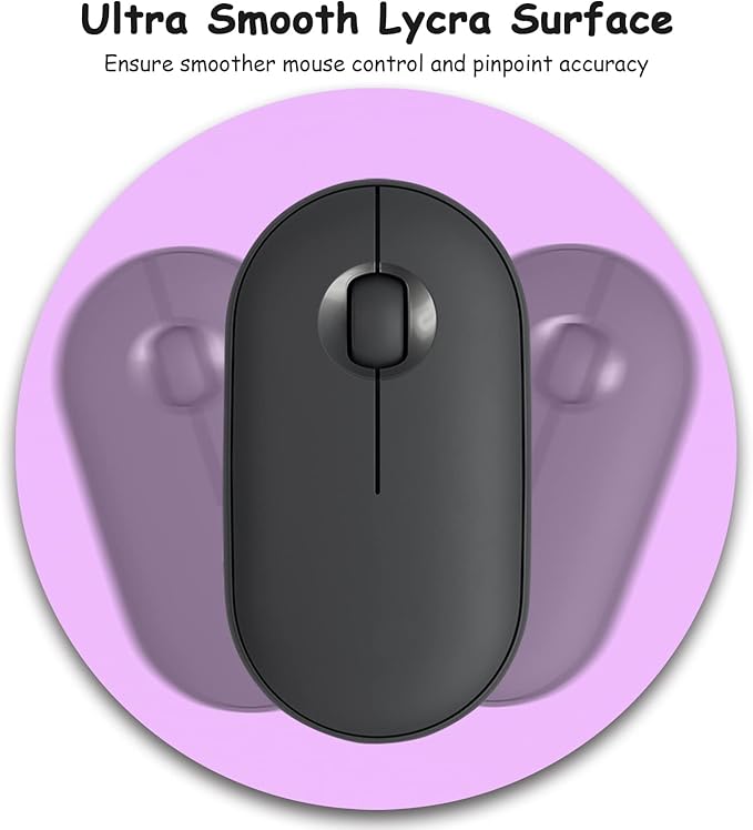 Dapesuom Small Mouse Pad, 6 x 6 Inch Thick Rubber Premium-Textured Non-Slip Portable & Washable Round Mini Mouse Mat for Women Wireless Laptops Keyboard Tray Gaming Work Computer Office Travel, Purple