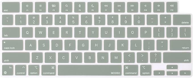 MOSISO Keyboard Cover Skin Compatible with MacBook Air 15 inch M3 A3114 M2 A2941/Air 13.6 A3113 A2681/Pro 14/16 M4 M3 M2 M1, Antique Green