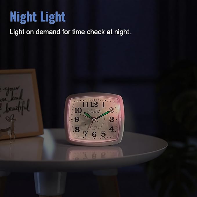 Lamisola Battery Analog Travel Alarm Clock, Small Clock for Bedroom, Desk Table Shelf Clocks for Room Office Bathroom Vanity, Aesthetic Retro Clocks for Kids, Dark Blue