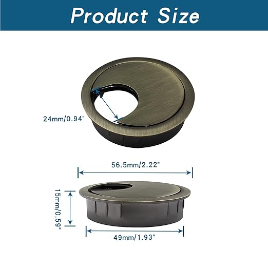 Bonsicoky 2"(50mm) Metal Desk Grommet, Zinc Alloy Desk Cord Hole Cover for Wires Cable Office Desk, Bronze