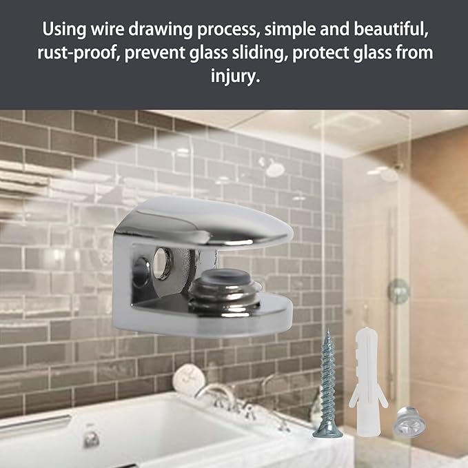 Aopin Glass Shelf Bracket Glass Clamp Holder Glass Shelf Holders Support Glass Clamp Bracket Shelf Clip Clamp, Suitable for 5-8 mm / 0.19-0.3 inch Thick CGlass Screen Clip Holder 10 PCS