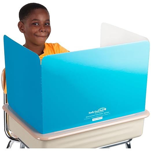 Really Good Stuff Large Privacy Shield, Set of 12, Turquoise Glossy. Reduces Distractions, Help Focus and Keep Eyes from Wandering
