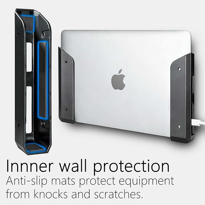 Under desk laptop mount,soft-protected edges, double-sided tape, 10 minutes install with this. Pair with our under desk laptop holder to hide laptop, router&cables ,keeping your desk clutter-free