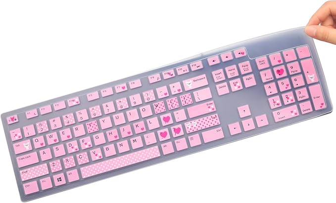 Keyboard Cover Skins Compatible with Dell KM636 Wireless Keyboard & Dell KB216 Wired Keyboard & Dell Optiplex 5250 3050 3240 5460 7450 7050 & Dell Inspiron AIO 3475/3670/3477 All-in one Desktop-Lovly