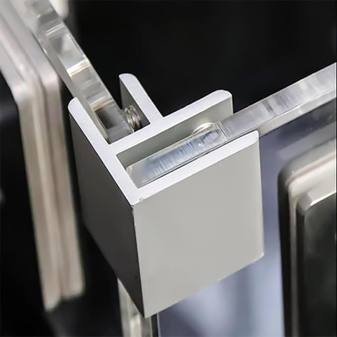 INCREWAY 2PCS Adjustable Glass Clips Kit 90 Degrees Adjustable Silver Square Glass Shelf Bracket Holder Bracket Clamp for Glass Fence Panel, Showcase, Wine Cabinet (5-8mm)