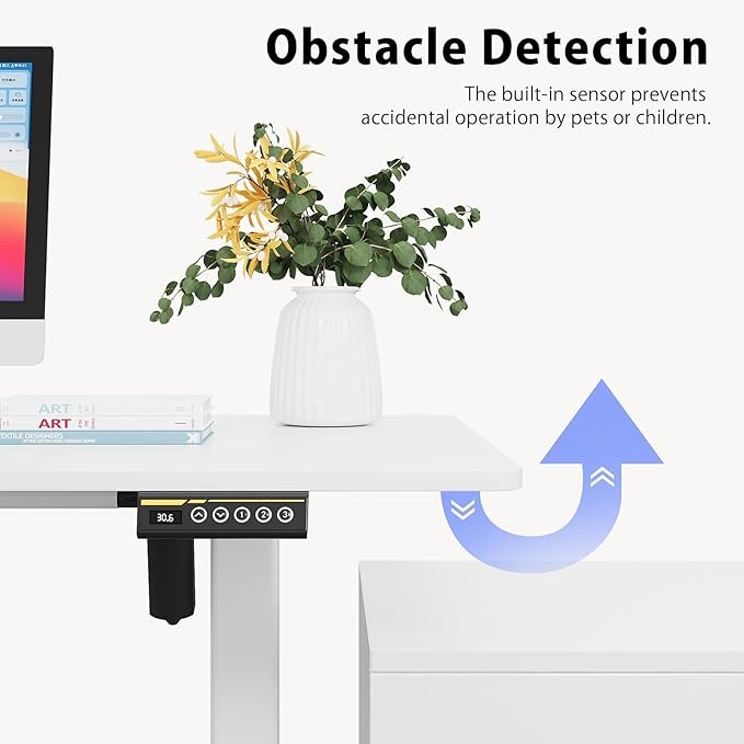 Electric Standing Desk Frame,Adjustable Height and Length,The Maximum Size it can accommodate is 63 * 28 inches for the Tabletop,3 Preset Heights,Rated for 154 pounds of Weight.White