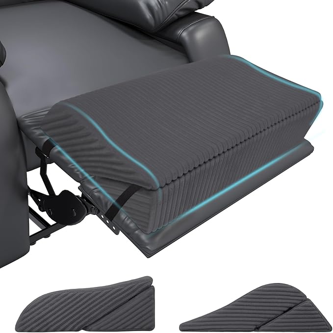 idee-home Recliner Leg Rest Cushion, Recliner Footrest Extender Pillow with Removable Corduroy Cover, 2 in 1 Foldable Ergonomic Foot Pillow Back & Lumbar Support Cushion for Bed Sofa Couch, Dark Grey