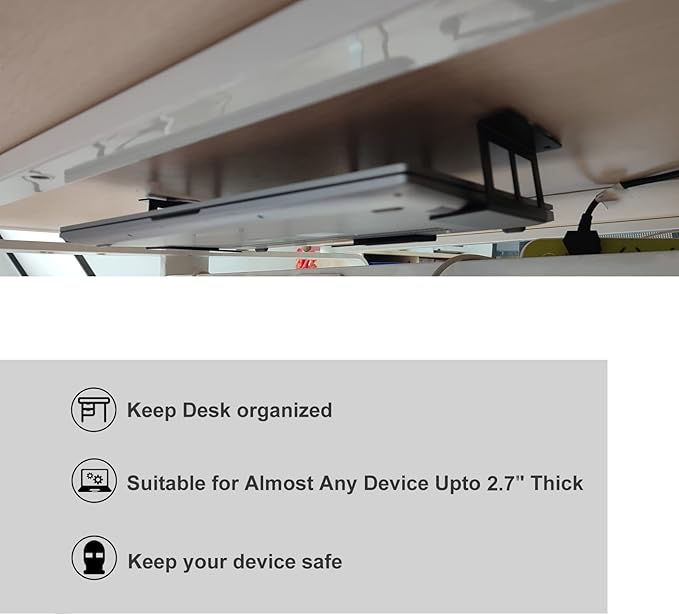 PIAOLGYI Under Desk Laptop Holder Mount with Screw,Bracket Devices Upto 2.7" Under Desk Mount for PS4,Xbox Series S,Xbox One S,Cable Box,Laptop & More（3 Pcs）