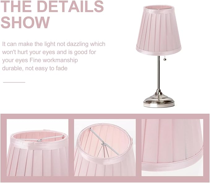 Hemobllo Small Lamp Shade - Clip On Bulb Lampshade Fabric Mini Replacement s for Table s, Floor s, Wall s, 5x5x3 Inch, Pink