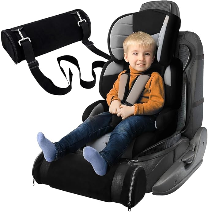 Car Seat Footrest for Children, Strap-On Car Seat Leg Support Pad, Footrest for Children Ideal for Long Road Trips, Car Seat Footrest for Children—(Black)