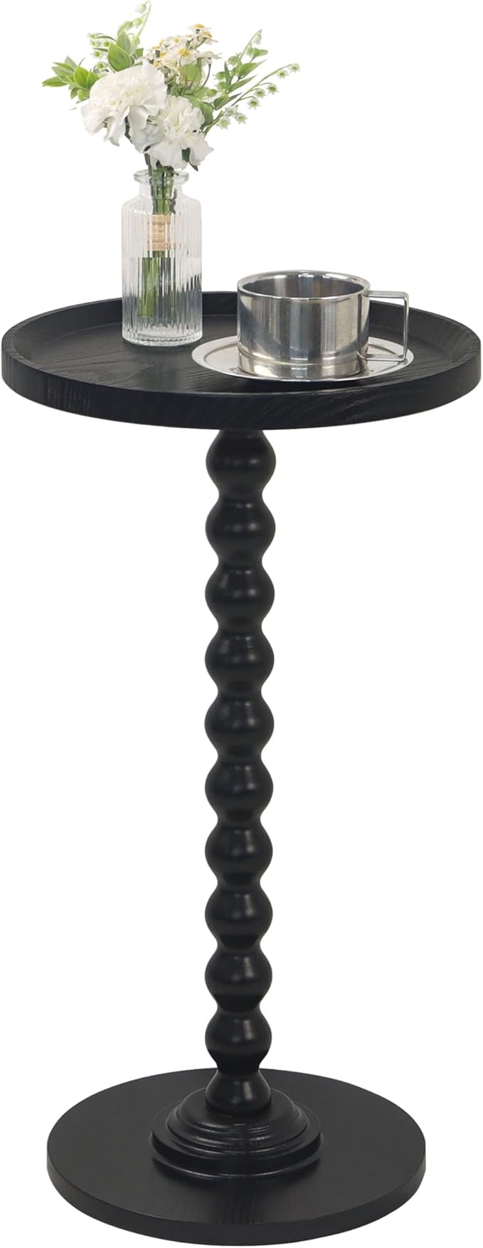 AWASEN Round Side Table, Small End Table for Small Spaces, Round Drink Accent Table Nightstand for Bedroom, Living Room, Corners, Office, Black
