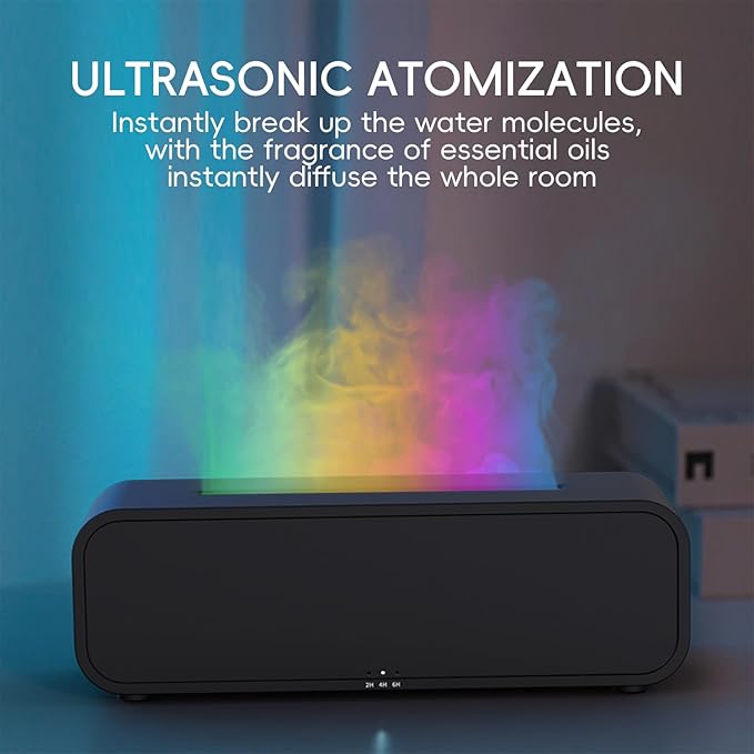 YALEDI Essential Oil Diffuser, Flame Fire Oil Diffuser, 250ml Cool Mist Aromatherapy Humidifier, Scent Aroma Diffuser with 7 Colors Light, Remote Control, Timer & Auto-Off for Home Room (Black)