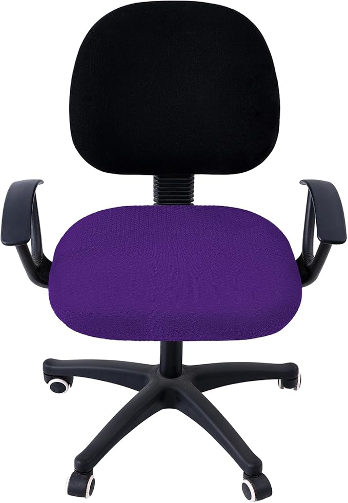 Smiry Stretch Jacquard Office Computer Chair Seat Covers, Removable Washable Anti-dust Desk Chair Seat Cushion Protectors - Violet