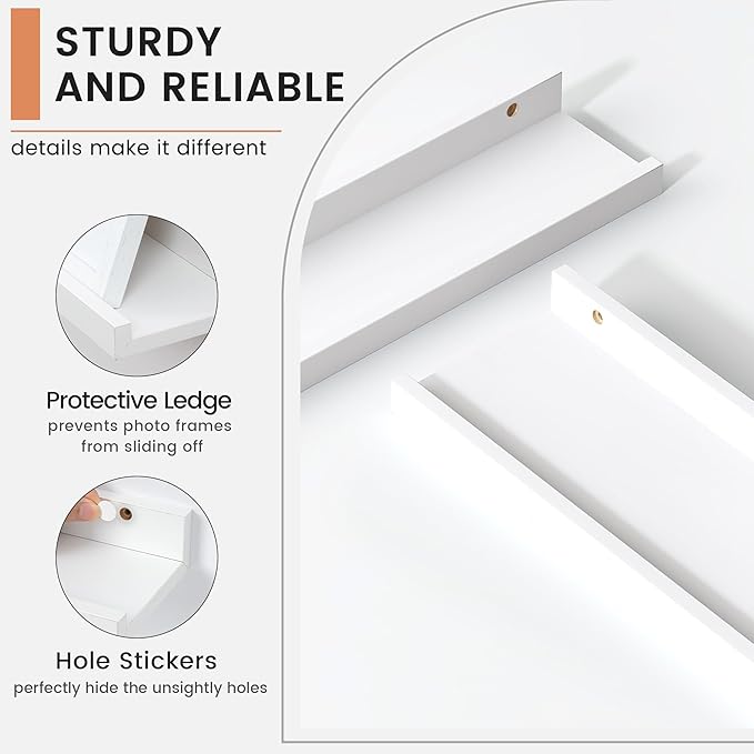 FLYJOE Floating Picture Ledge Shelves for Wall Set of 4, 36 Inch Wall Shelves with Lip Long Large Nursery Book Shelf for Toys Storage Kids Bookshelf Wall Mounted Living Room Bedroom Decor Frames