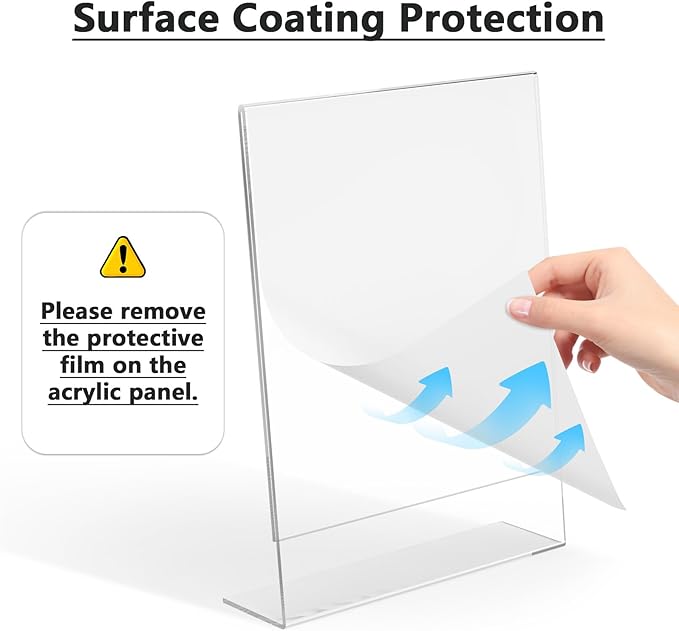 MaxGear Acrylic Sign Holder, Clear Sign Holders Plastic Display Stand 8.5 x 11 Inches Slant Back Countertop Display Picture Frames for Menus, Flyer, Use In Office, Store, 3 Pack