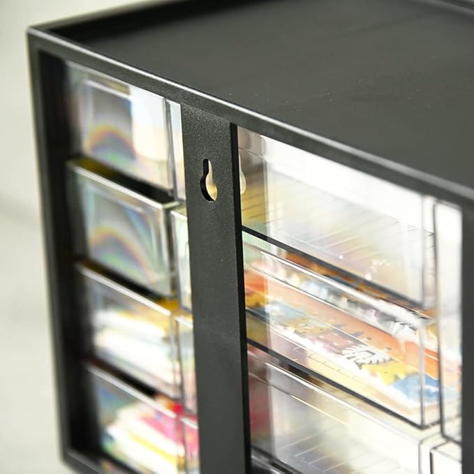 livinbox Plastic Desk Drawer Organizer w/10 Drawers, Clear Small Parts Storage w/Drawers, Arts, Craft, Medicine Vitamin, Teacher Toolbox, Stationary, Accessories, Dust-proof, Black A9-5244-BK