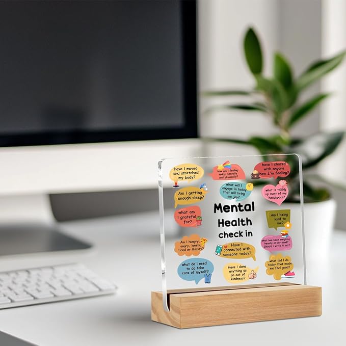 Therapy Office Decor Acrylic Sign, Mental Health Gifts for Women Psychologist Counselor, Acrylic Plaque Psychology Decoration, Shelf Cubicle Decor for Counseling Office Therapy Desktop Art Decoration