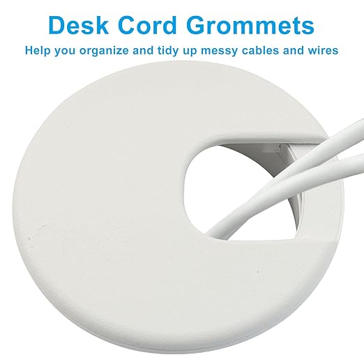 Piutouyar 4 Pcs 2 Inch White Desk Grommet, Plastic Cable Hole Cover Desk Wire Cord Organizer for Office Equipment, Computer Table