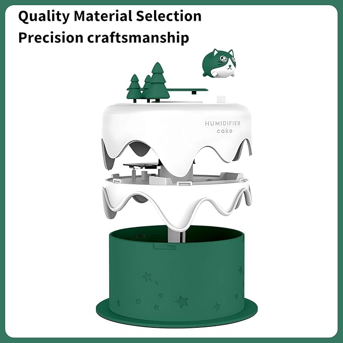 Cute Pet Humidifier, Cat Cake Humidifier, USB Plug-in Use, Desktop Silent Spray, Seven Color Light Creative Aroma Machine, High Appearance Level Gift(Green)