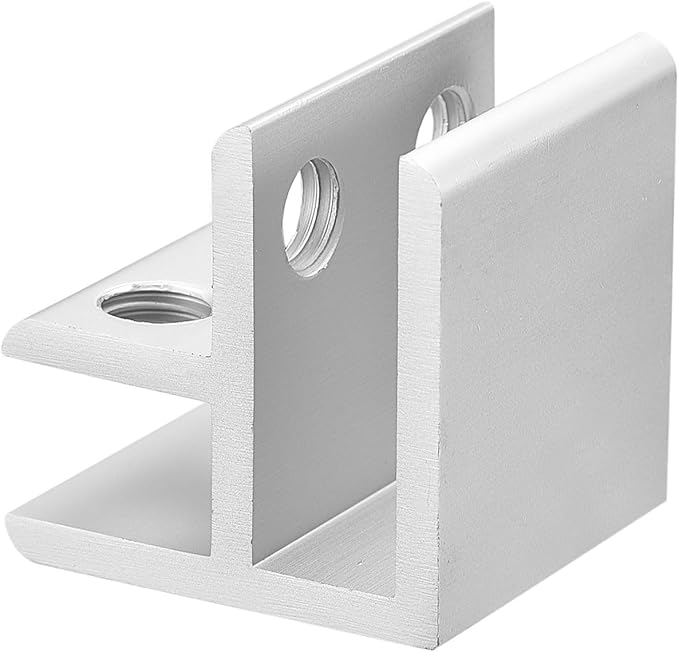 uxcell 90 Degree Glass Clamp, 4pcs for 8-12mm Aluminum Alloy Glass Shelf Support Bracket Double Side Glass Holder for Cabinet Cupboard