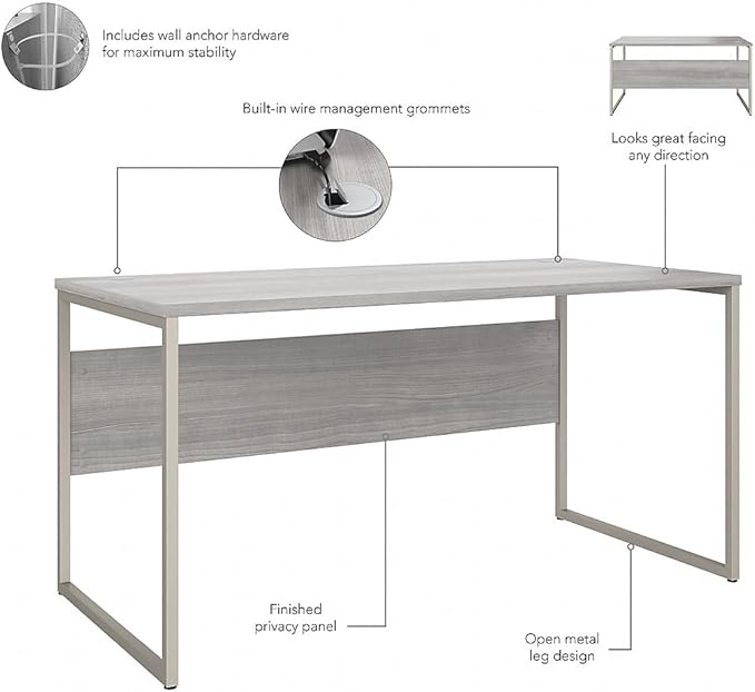 Bush Business Furniture Studio C 60W x 30D L Shaped Desk with 42W Return in Storm Gray, Large Corner Table for Home or Professional Office