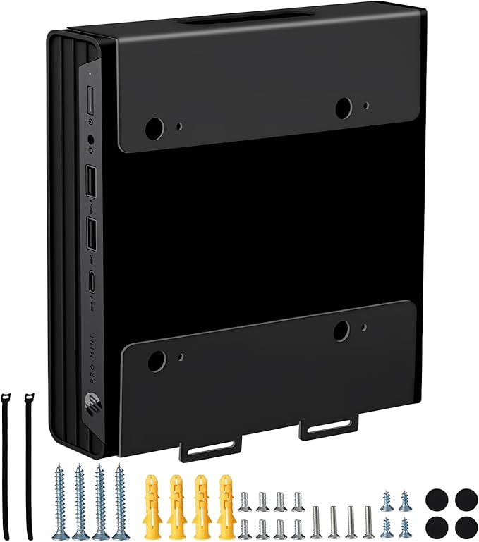 Wall VESA and Under Desk Mount for HP Mini PC, Mount for HP EliteDesk, Pro Mini, ProDesk, Replaces for Desktop Mini Dual VESA Sleeve V3,Support Desktop Mini PC Mount on an Arm, 75x75mm, 100x100mm