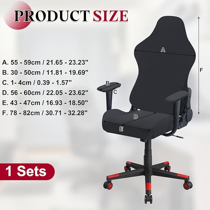 uxcell Gaming Chair Covers, Stretchable Office Computer Chair Slipcover with Armrest Covers, Elastic Seat Protector for Office Reclining Racing Game Chair, Dark Gray