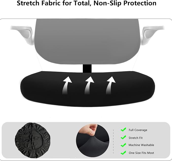 Office Chair Covers Set, Stretchable Washable Chair Cover, Universal Fit for Desk Chairs, Gaming Chairs, Home Office Fabric Protectors Slipcover (Seat Cover - Purple)