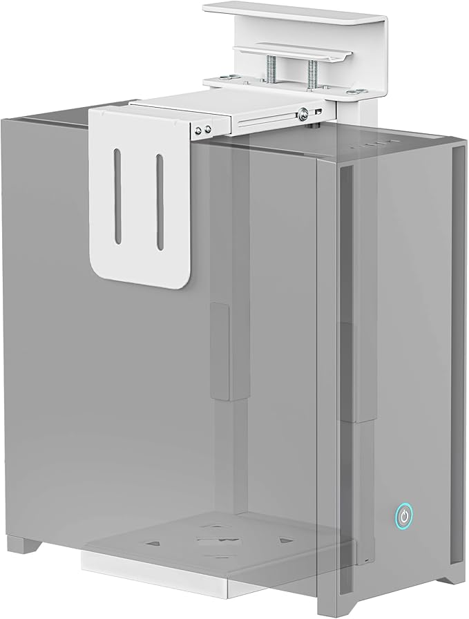 monTEK Heavy-Duty Under Desk PC Mount-No Drilling Installation, Adjustable PC Mount with Protective Pads, Supports up to 66lbs,16.1"-25.6" H, Ideal for Office Home Classroom,White