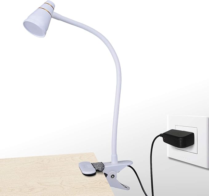 LED Clip Desk Lamp, Headboard Light with Strong Clamp, Bed Reading Light with 3000k-6500K Adjustable Color Temperature Options for Brighter Illumination (Milky White)