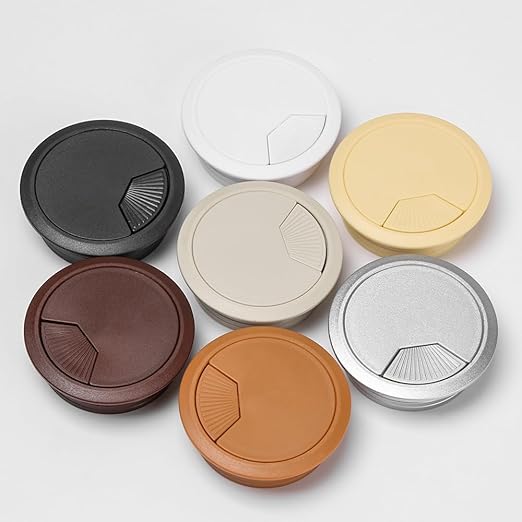 4 Pack Office Desk Grommet 2'' Round Cable Hole Caps Cover Organizer Stopper Cord Hider Buckle for Computer Desk Executive Standing Table Desktop PC Gaming Desks (Brown)
