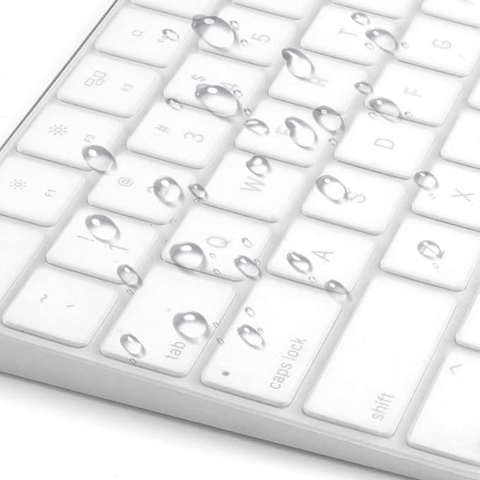 ProElife Ultra Thin Silicone Keyboard Cover Skin for 2022 Mac Studio & 2021 Apple iMac 24'' M1 Chip Magic Keyboard 2 with Numeric Keypad Touch ID A2520 Accessory U.S Enter Soft Protector, Transparent