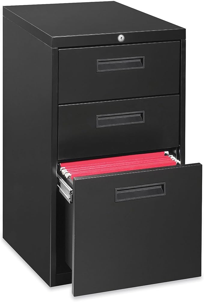 Lorell 1-Divider Mobile Pedestal, Box/Box/File, 15 by 19 by 27-3/4-Inch, Black