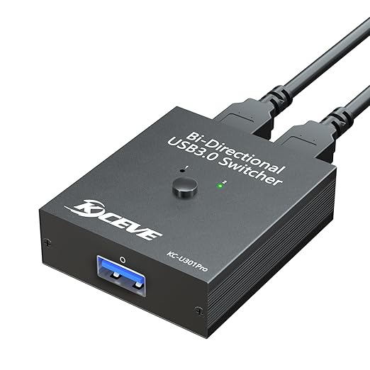 USB 3.0 Switch Selector, Bi-Directional USB Switch 2 in 1 Out / 1 in 2 Out, MLEEDA USB3.0 Switcher for 2 Computers Share Keyboard Mouse Scanner Printer