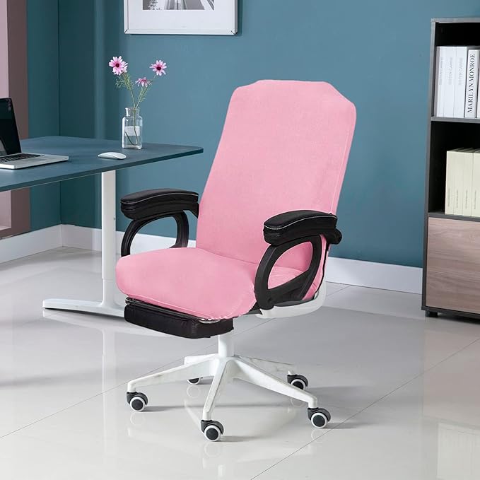 SARAFLORA Office Chair Cover- Large, Pink Removable Computer Chair Cover for Office Chair with Zipper for Universal Rotating Chair Desk Chair Cover High Back Chair Seat Washable Protector for Pets