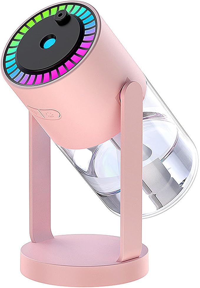 Portable Starry Sky Projection Humidifier, USB Mini Humidifier, 360° Rotating Nozzle, Colorful Lights, Anti-Clogging Technology, Ultra-Quiet Design, Suitable for Offices, Bedroom, Desktops. (02 Pink)