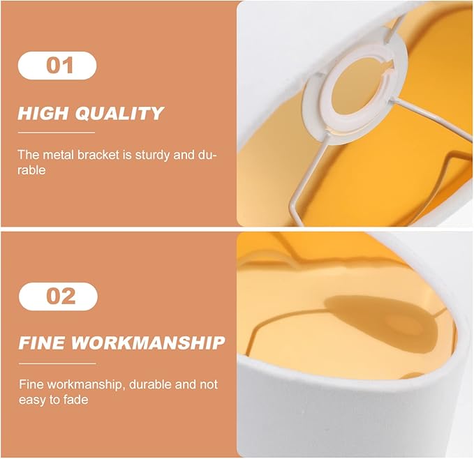 KALLORY Cloth Lamp Shade Oval Shaped Clip-on Lamp Cover Shade Accessories for Table Floor Pendant Lamp Replacement