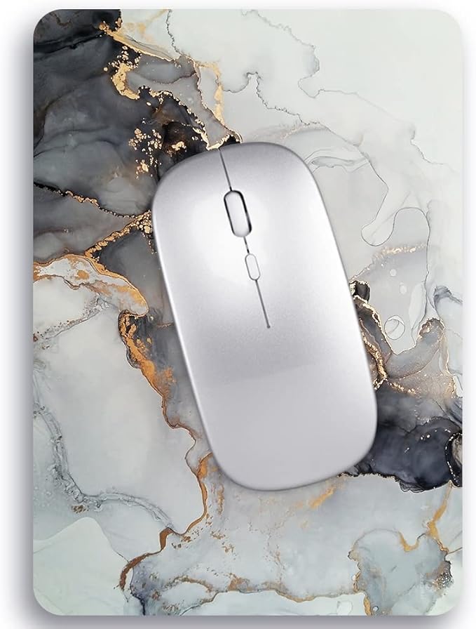 Audimi Small Mouse Pad 6 x 8 Inch, Mini Mouse Pad Thick for Laptop Wireless Mouse Home Office Travel, Portable & Washable (Grey Marble)