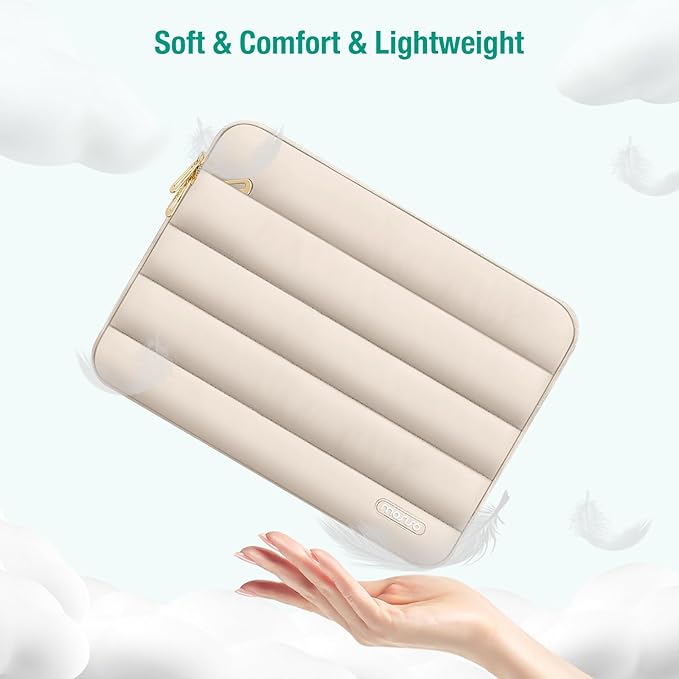 MOSISO Laptop Case 13.3 inch,13-13.3 inch Puffy Laptop Sleeve Compatible with MacBook Air 13.6 M5 M4 M3 M2 M1/Neo/Pro 13/14,HP Dell ASUS Lenovo,Polyester Horizontal Bag with Small Case, Sand | 13.3 inch, Polyester, Horizontal Bag, with Small Case, Sand