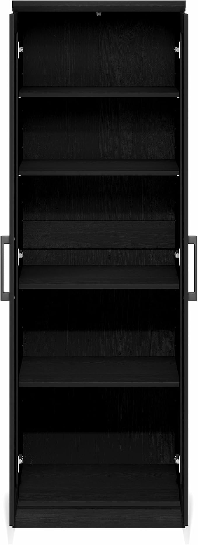 Furinno Robin Storage Cabinet, 5-Tier Pantry Cabinet with Adjustable Shelves, 23W with 2 Shaker-Doors, Kitchen Cabinet, Organization and Storage, for Pantry, Living Room, Home Office, Black Woodgrain